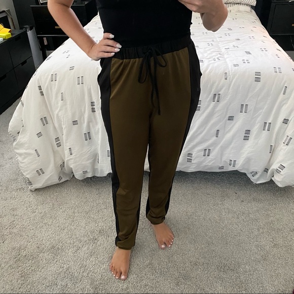 Tobi Army Green & Black Drawstring High Waist Pant - Picture 7 of 8